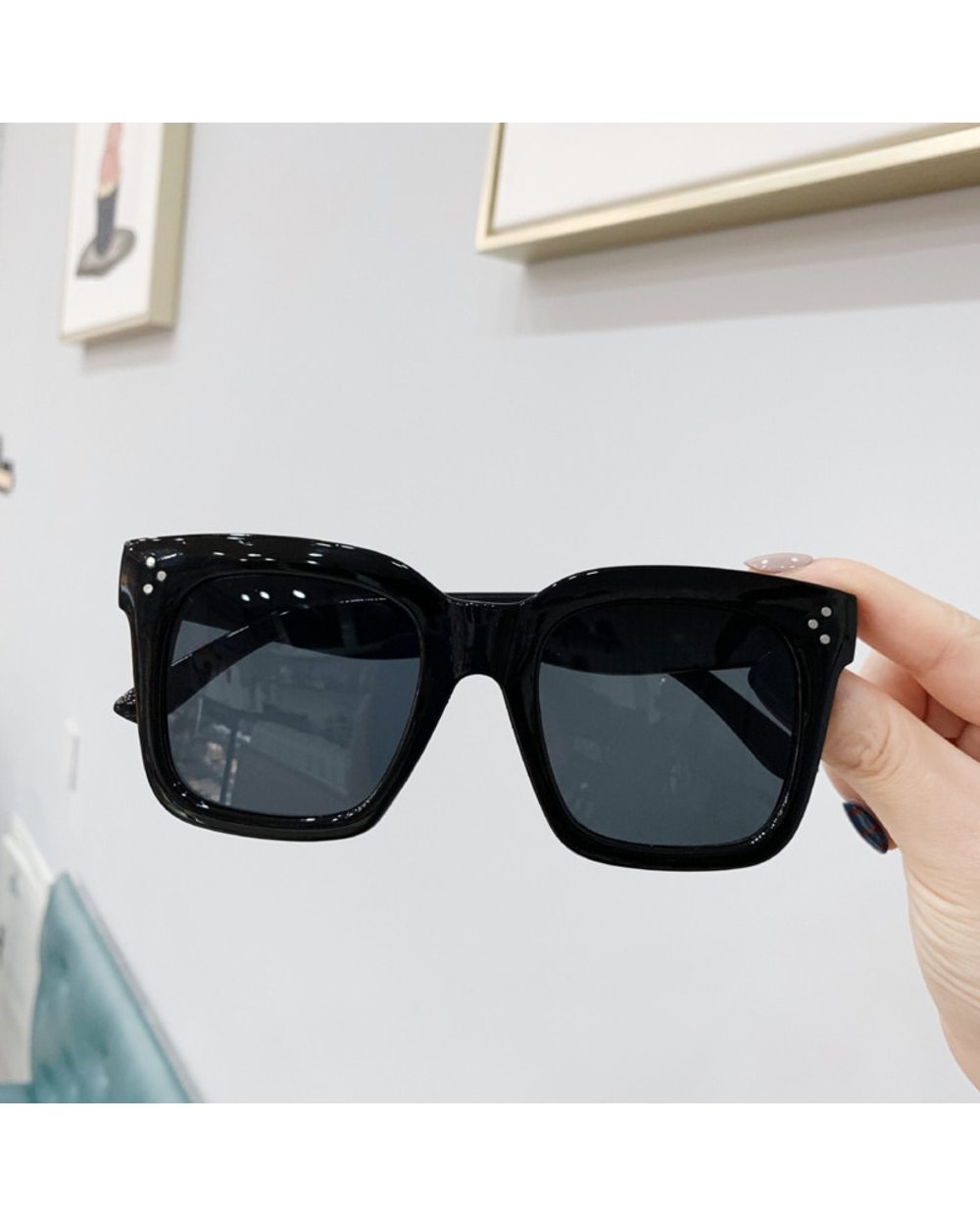 Oversized Square Sunglasses Woman Retro Black Driving Shades Eyewear Female Vintage Brand Designer Mirror Sun Glasses O front-1