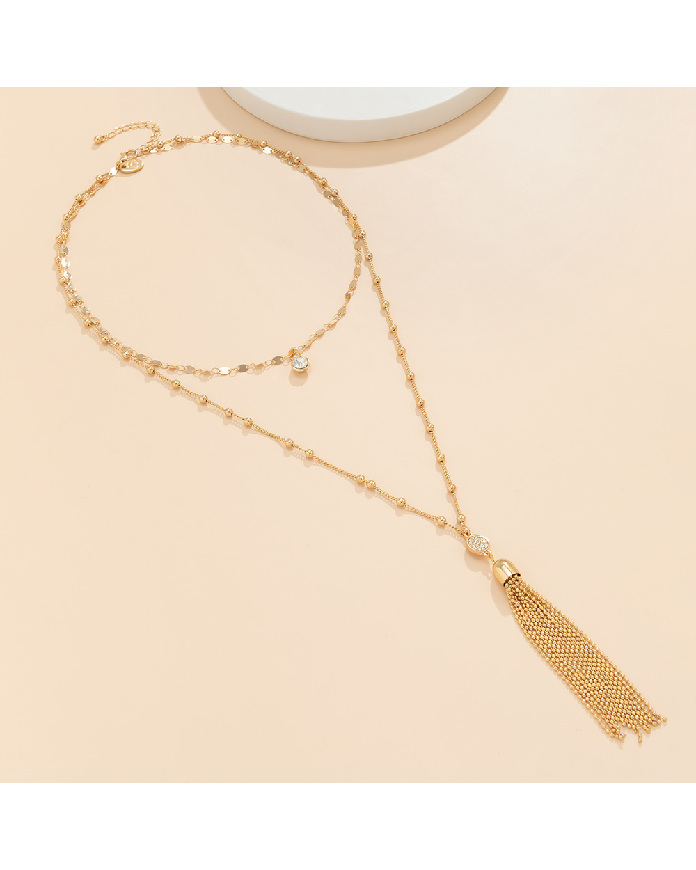 Metal Chain Tassel Pendant Necklace front-3