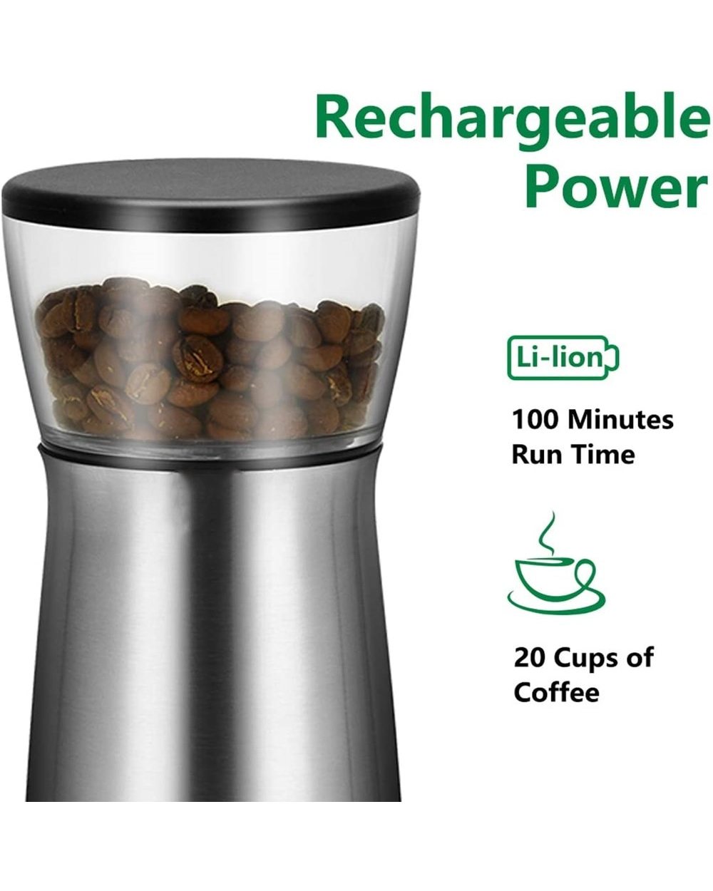 New Upgrade Portable Electric Coffee Grinder Type-C Usb Charge Profession Stainless Steel Grinding Core Coffee Beans Gr front-1