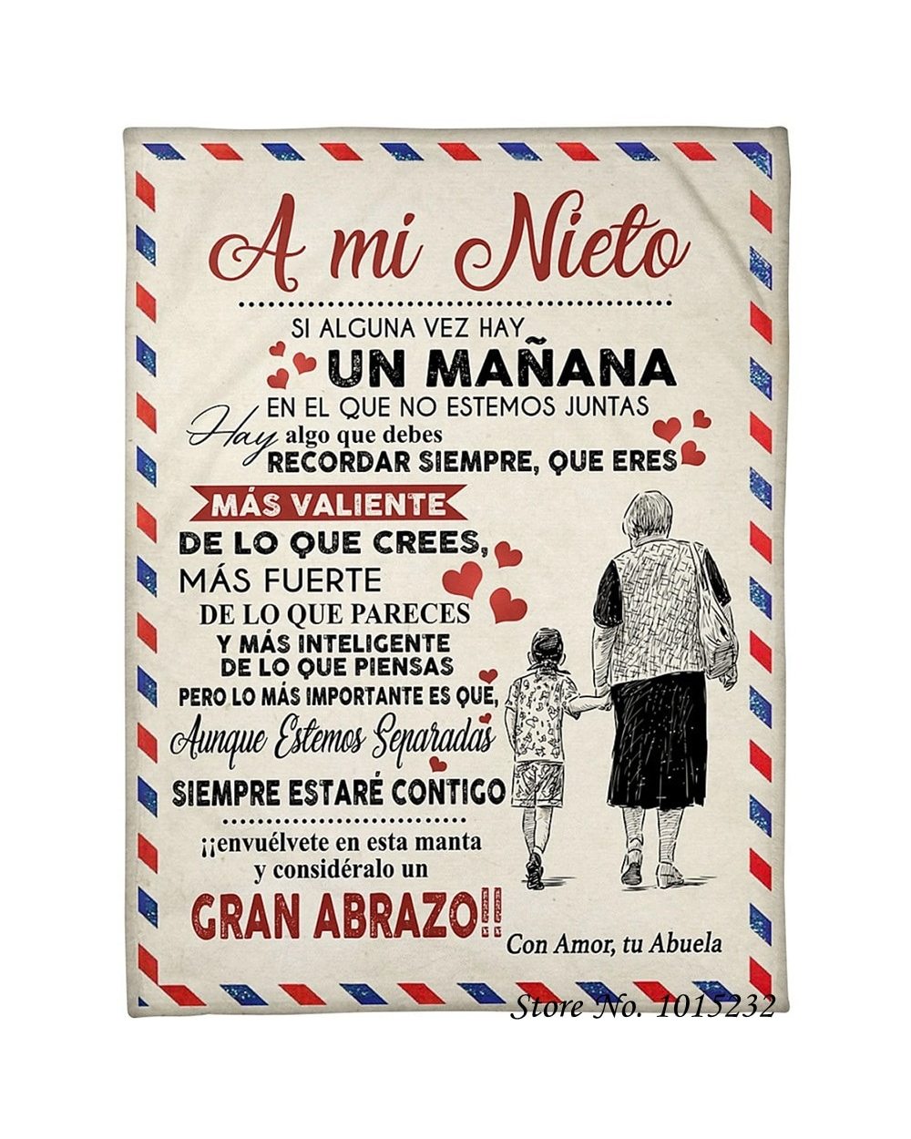Letter A mi Nieto Spanish Version Premium Fleece Sherpa Blanket Flannel Blankets front-1