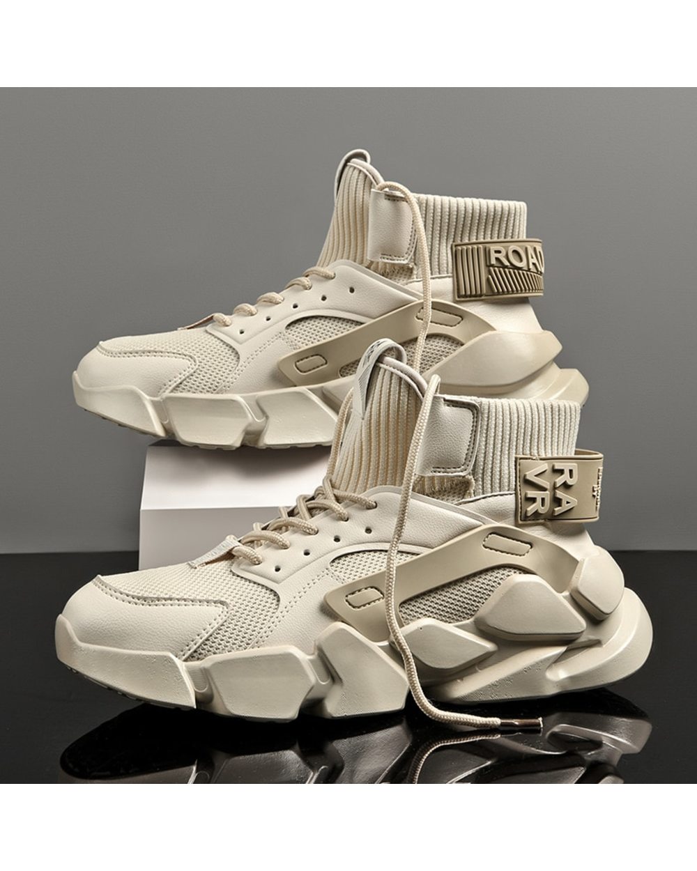 2022 Autumn New High-top Beige Men Sneakers Chunky Men Shoes Heighten Fashion front-0