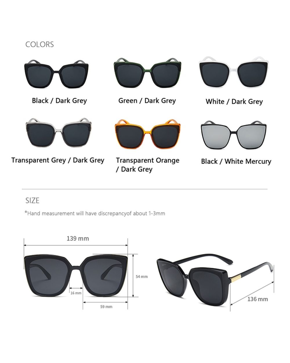 New Brand Designer Cat Eye Sunglasses Woman Vintage Black Mirror Sun Glasses For Fashion Big Frame Cool Sexy Female Ocu front-5