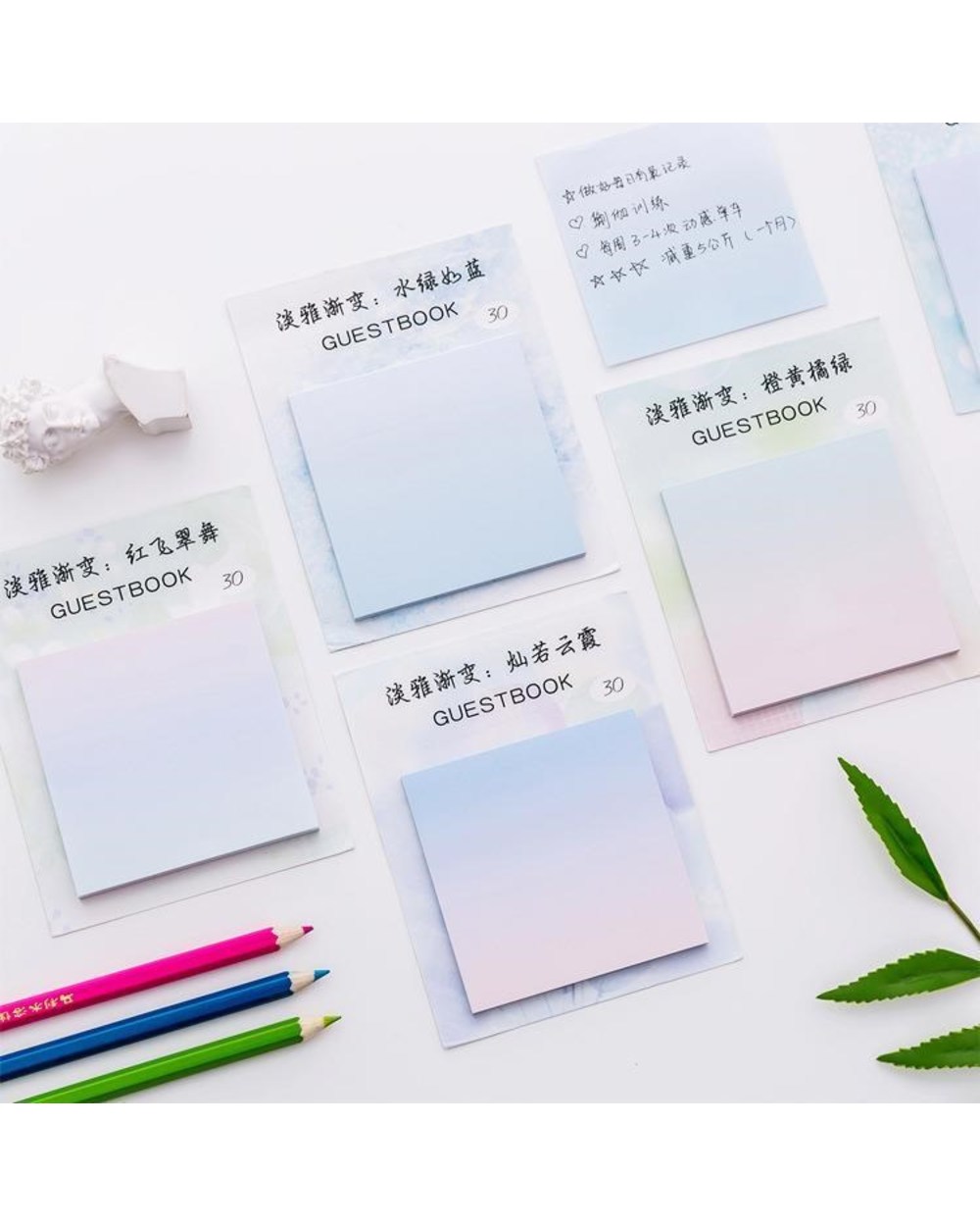 30Sheets/Pack Simple Gradient Memo Pad Sticky Notes Scrapbooking Notebook Pad Stickers School Office Stationery Supplies front-0