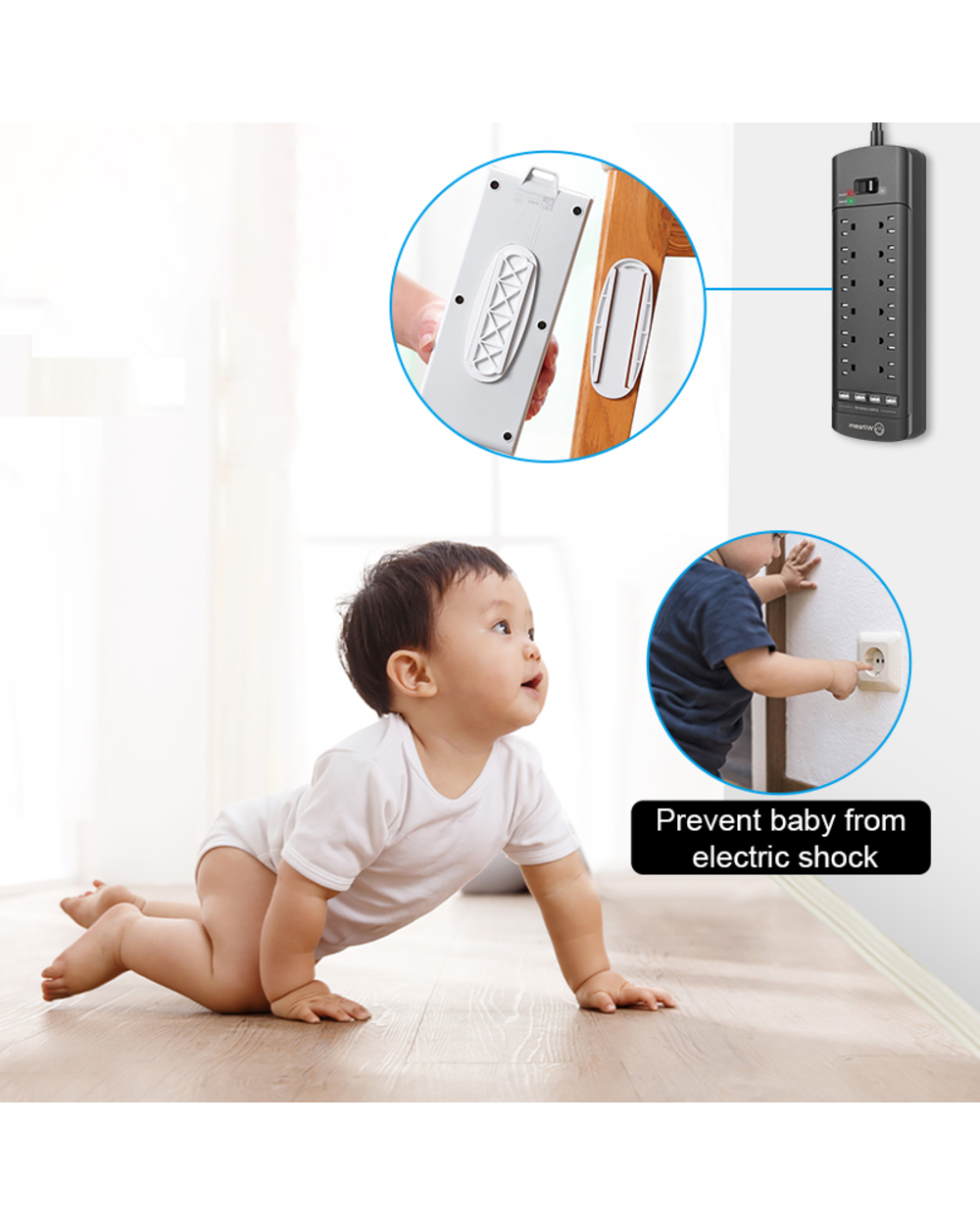 3Pcs/5Pcs Power Strip Holder Mount Desk Clamp Home- Wall-Mounted Plug-In Socket Router Holder Storage Housekeeper On Wa front-2
