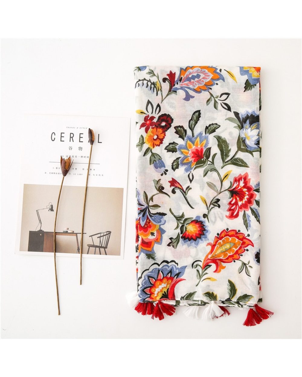Luxury Brand Cotton Scarf Women Large Shawls Design Hijab Echarpe Print Tassel Scarves Lady Beach Stole Muffler Foulard front-2