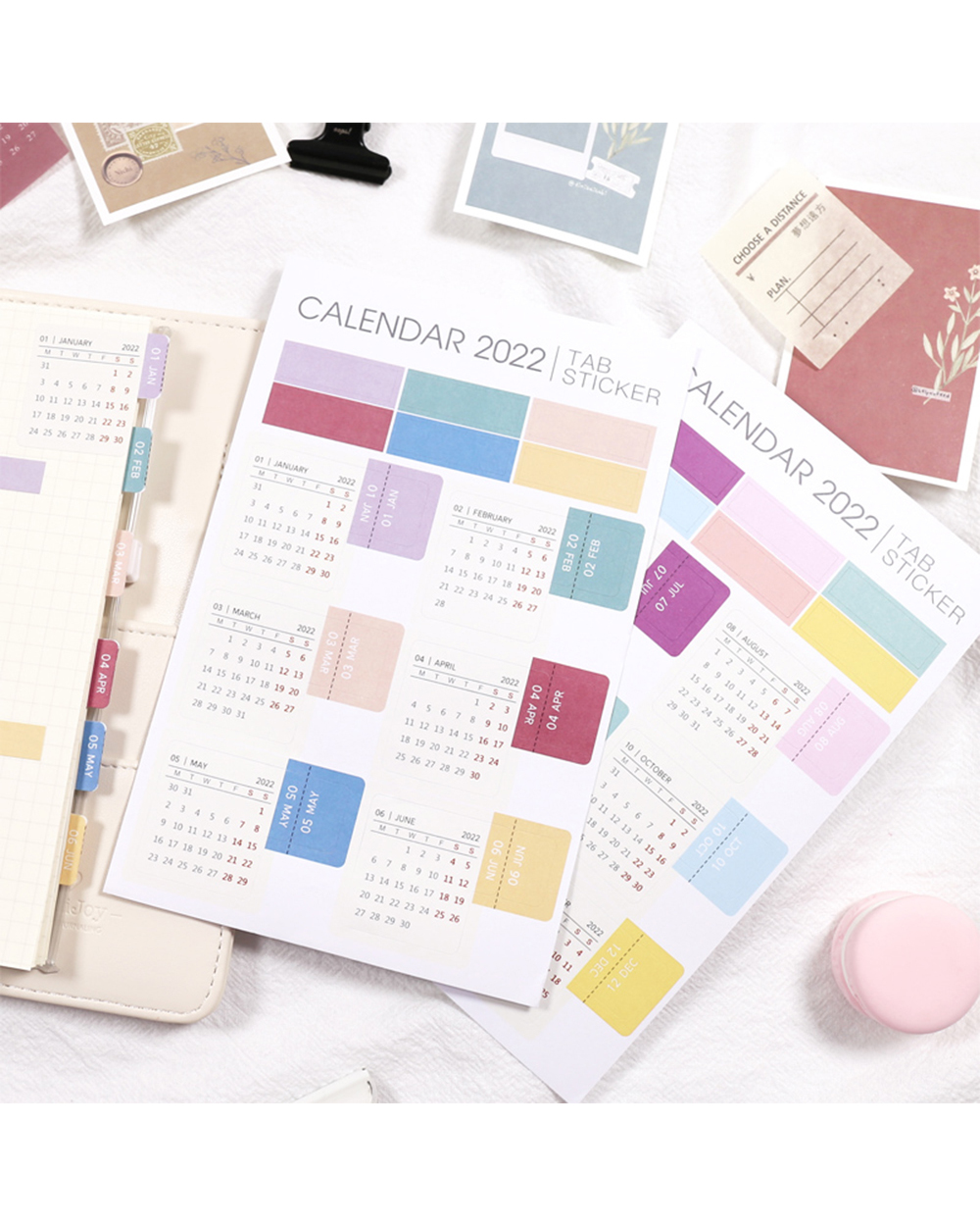 2-4 Sheets 2022 Calendar Stickers Diy Scrapbooking Notebook Journal Label Mark Planner Stationery Sticker Office Suppli front-1