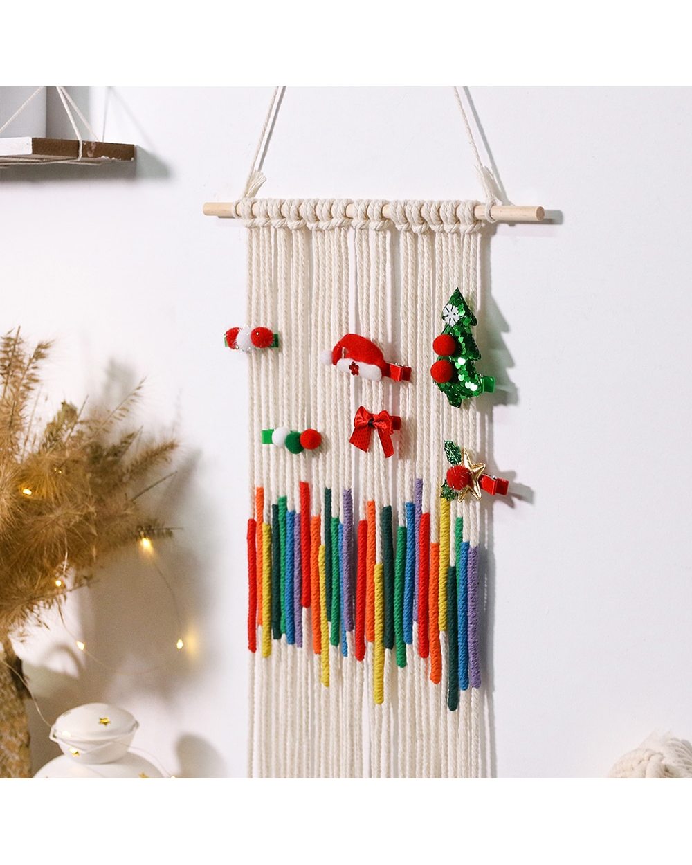 Rainbow Macrame Wall Hanging Tassel Christma Room Decor Kawaii Baby Kids Nursery Bedroom Home Decoration Gift VG06 front-4