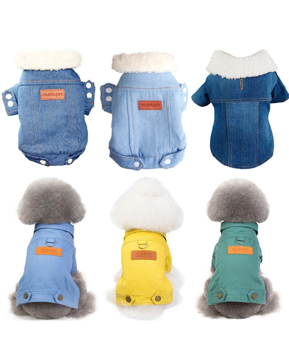 Luxury Winter Denim Dog Jacket front-2