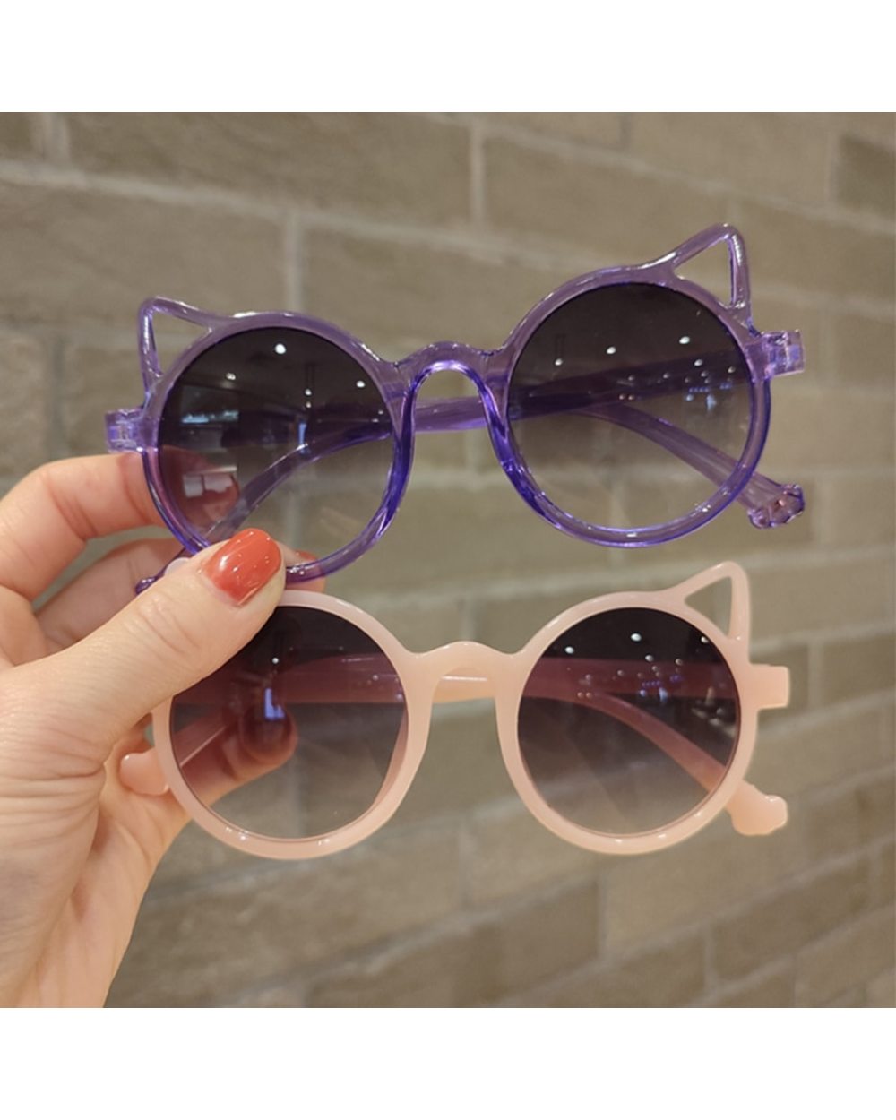 Girls Boys Cute Animal Cartoon Ears Sunglasses Outdoor Sun Protection Children Lovely Vintage Sunglasses Protection Cla front-5