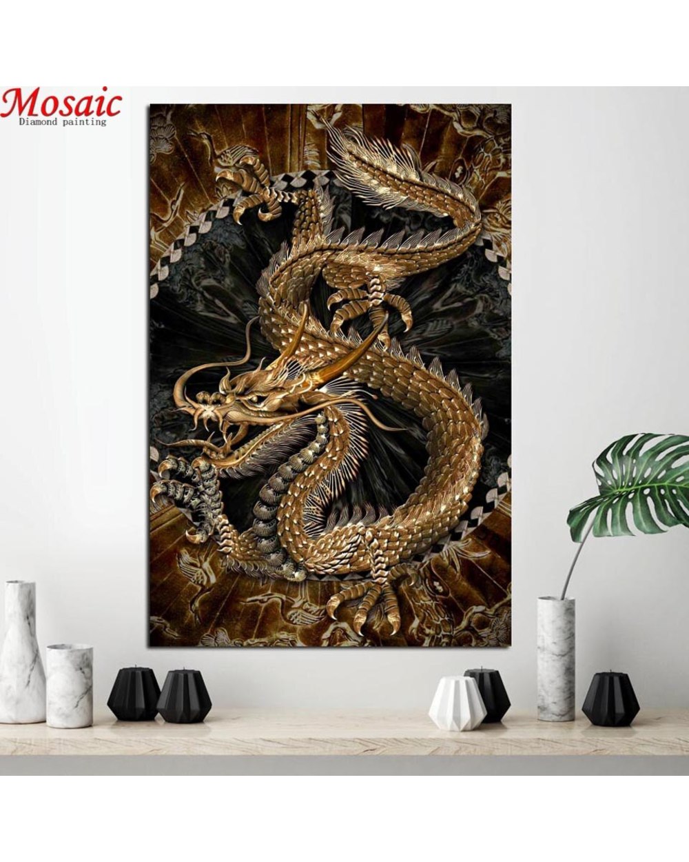 Diamond Painting Gold Dragon Full Drill Square Embroidery Animal Cross Stitch Decor Gift front-1