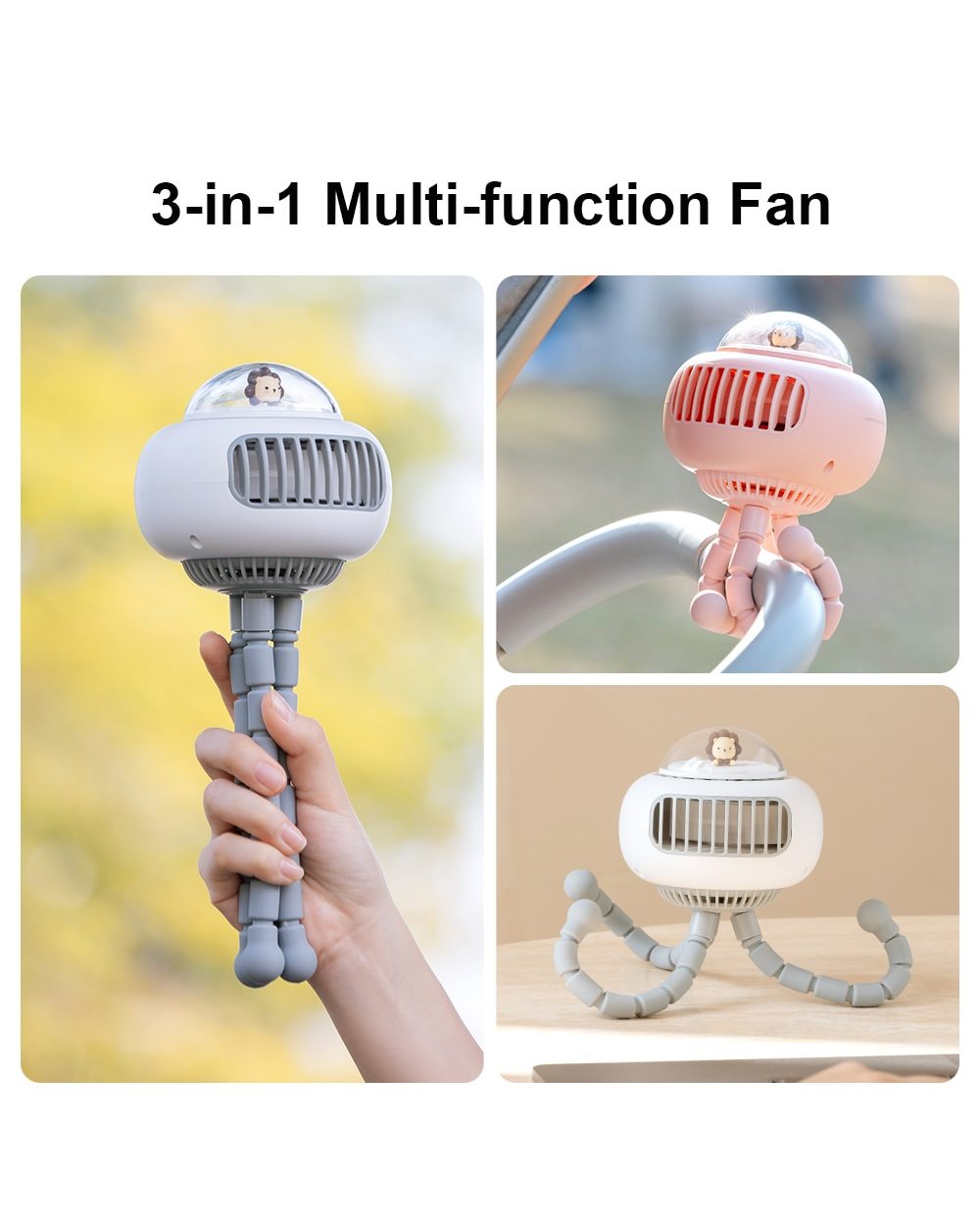 Usb Mini Rechargeable Fan For Baby Stroller Handy Bladeless Turbo Fan With Type C Small Hand Fan 3600Mah Battery Clip F front-3