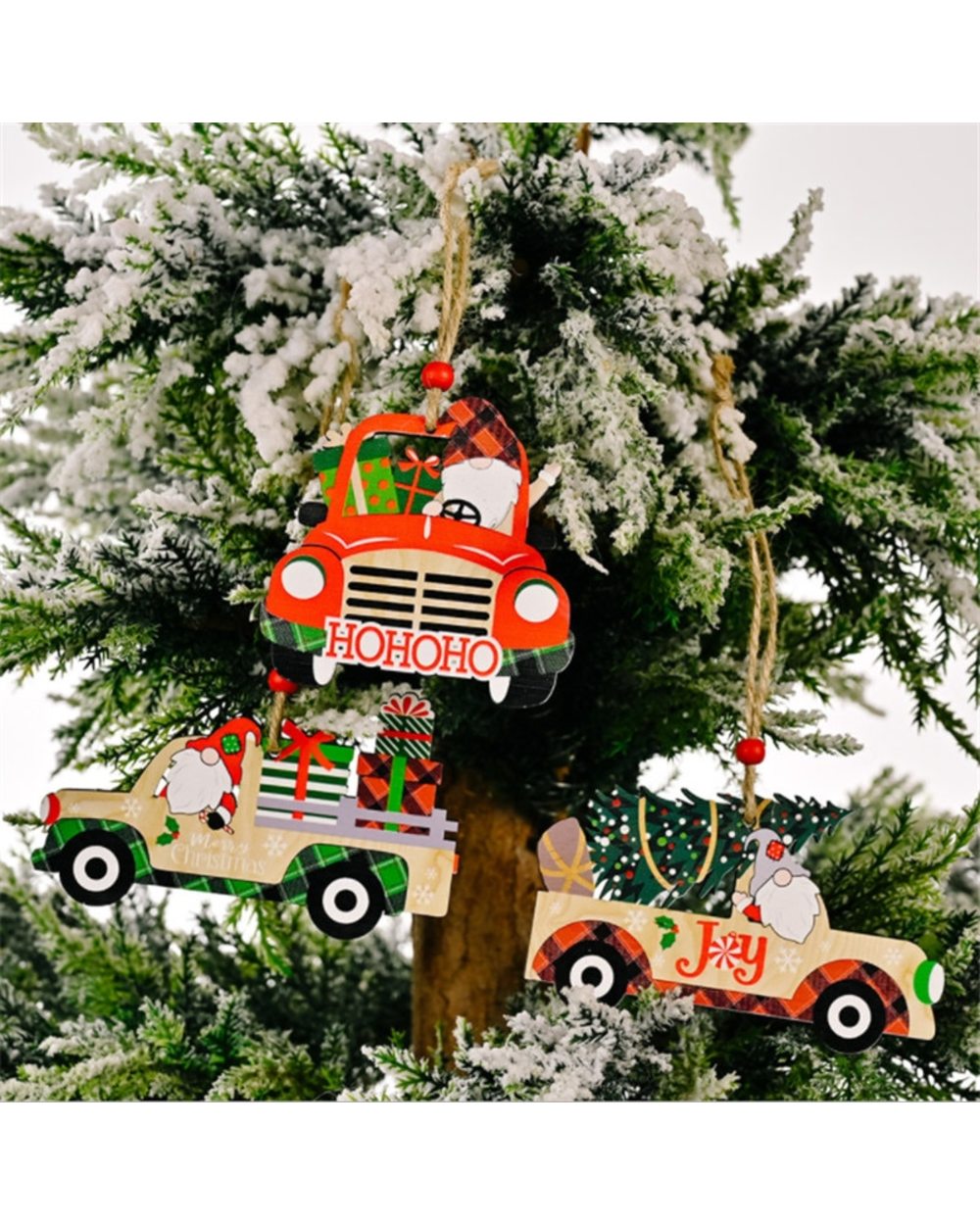 Wooden Christmas Ornaments Wooden Christmas Car Ornaments 2022 Navidad Christmas Tree Pendant natale New Year Decor front-2