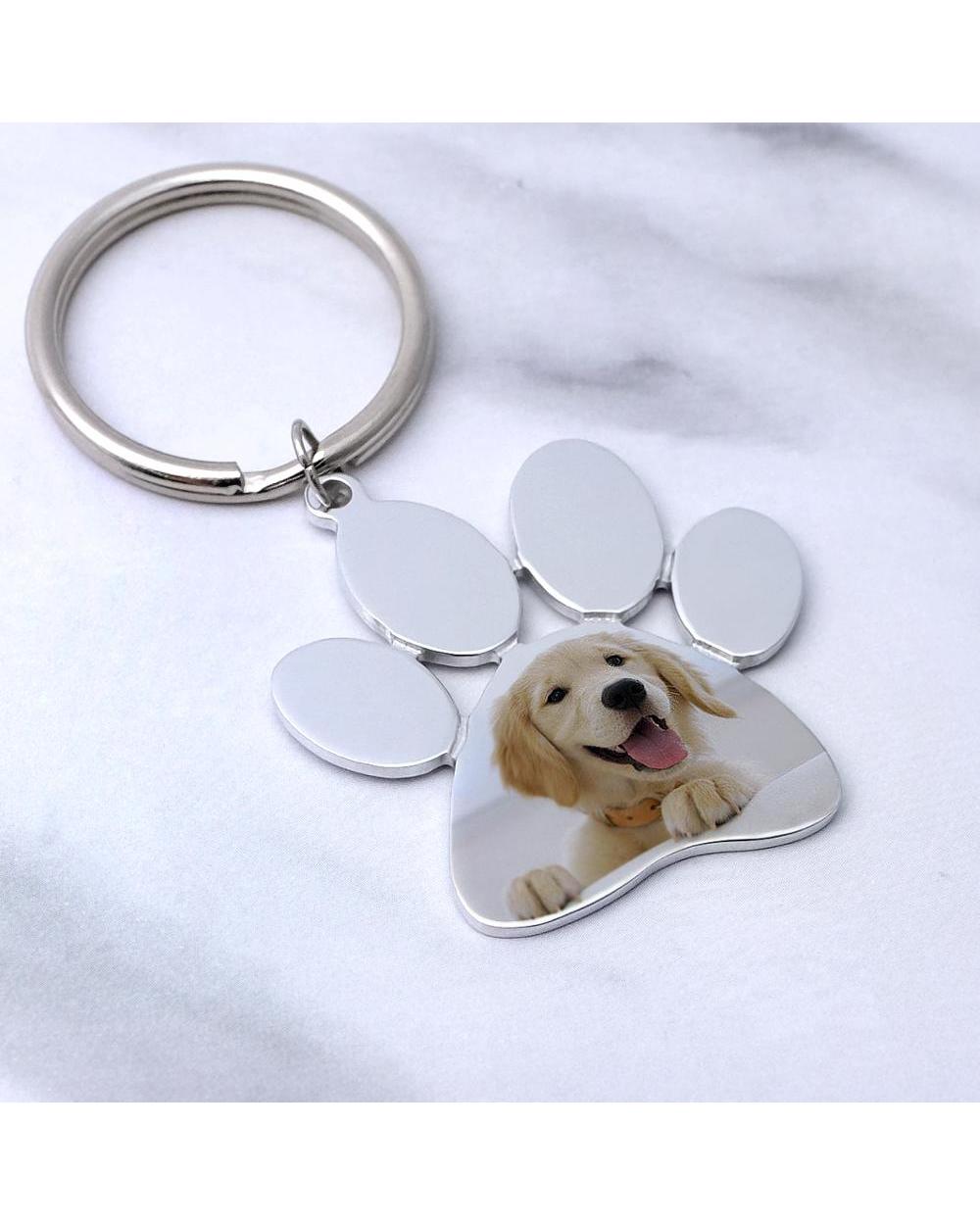 Personalized Dog Keychain, Custom Photo Keychain, Engraved Pet Photo Keychain, Pet Lover Gift front-3