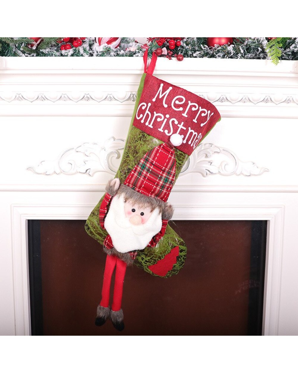 Christmas Ornaments Long Legs Santa Claus Socks Gift Bag Large Christmas Socks Home Navidad Decor Decoration Pendant front-3