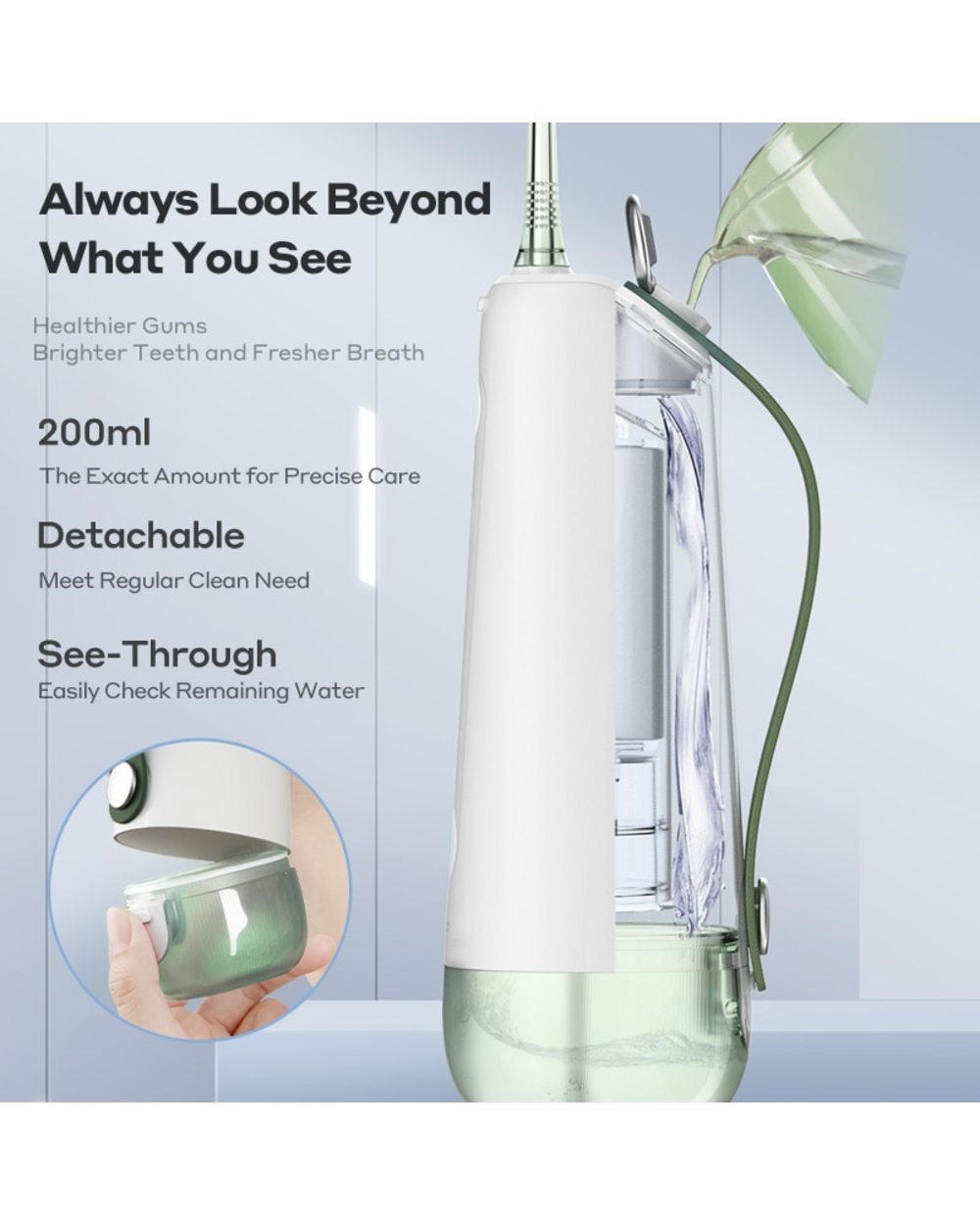 Oclean W10 Portable Oral Irrigator Water Jet Flosser Ipx7 Rechargeable Irygator Smart Dental Whitening Irigator Upgrade front-3