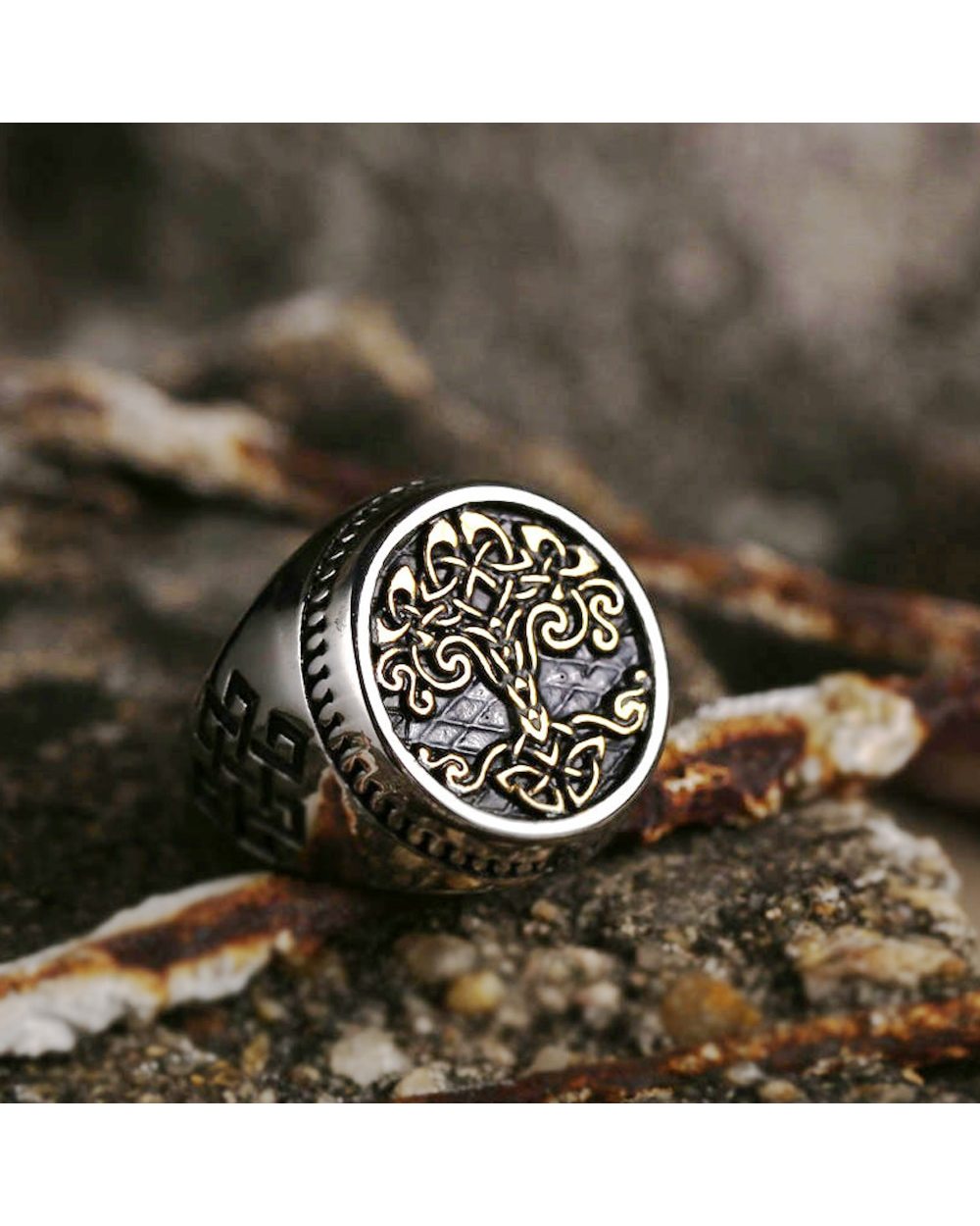 Vintage Viking Tree Of Life Ring For Men front-4