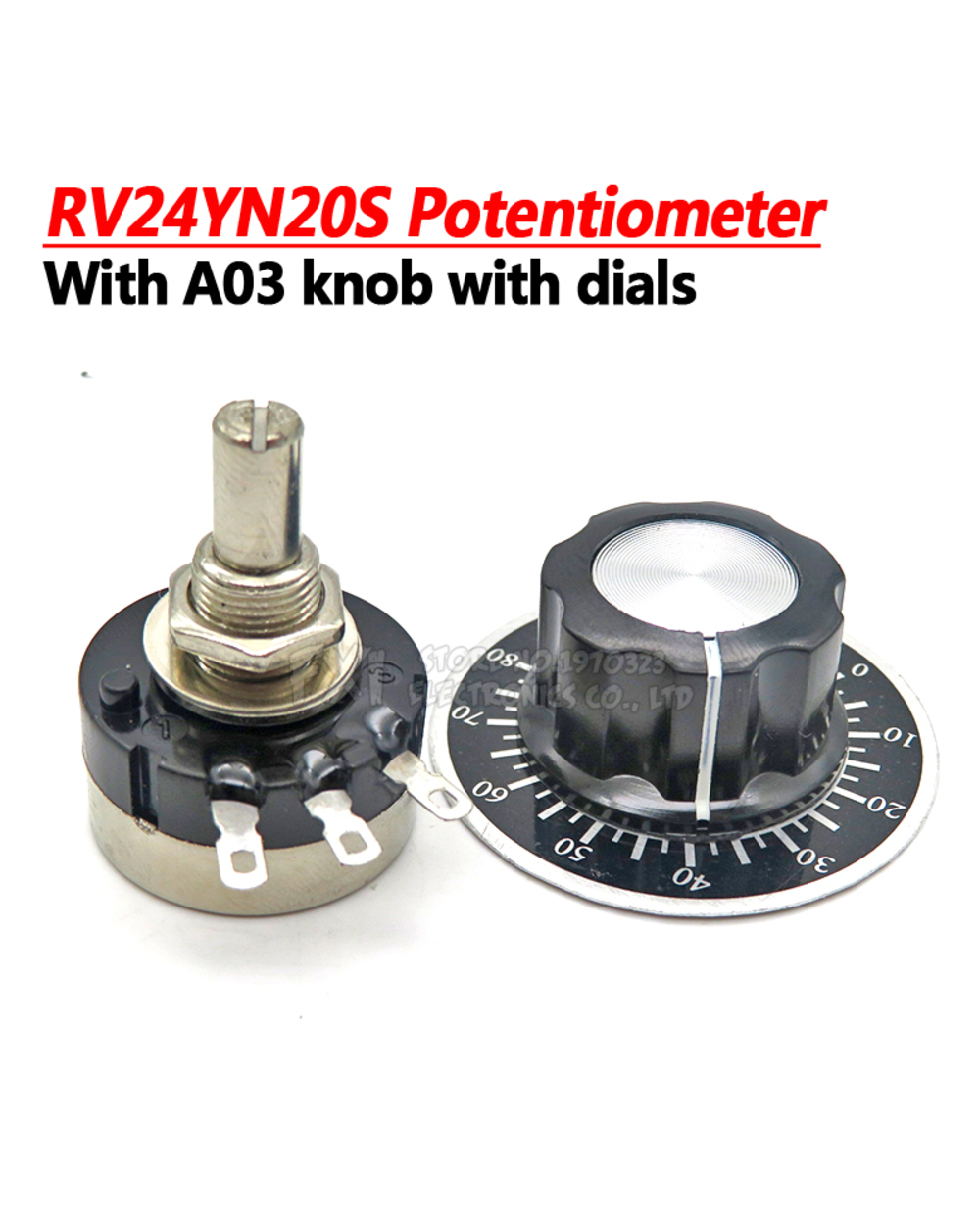 1Set(3Pcs) Rv24yn20s 1K 2K 5K 10K 20K 50K 100K 1M Ohm Single Turn Carbon Film Rotary Taper Potentiometer With A03 Knob front-0