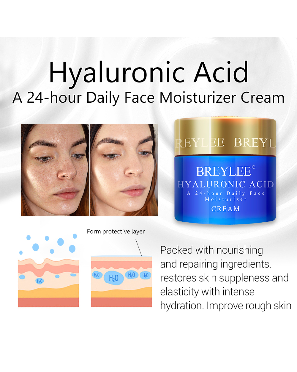 Breylee Face Cream Fade Freckle Remove Dark Spots Melanin Brightening Hyaluronic Acid Moisturizing Retinol Anti-Aging C front-3