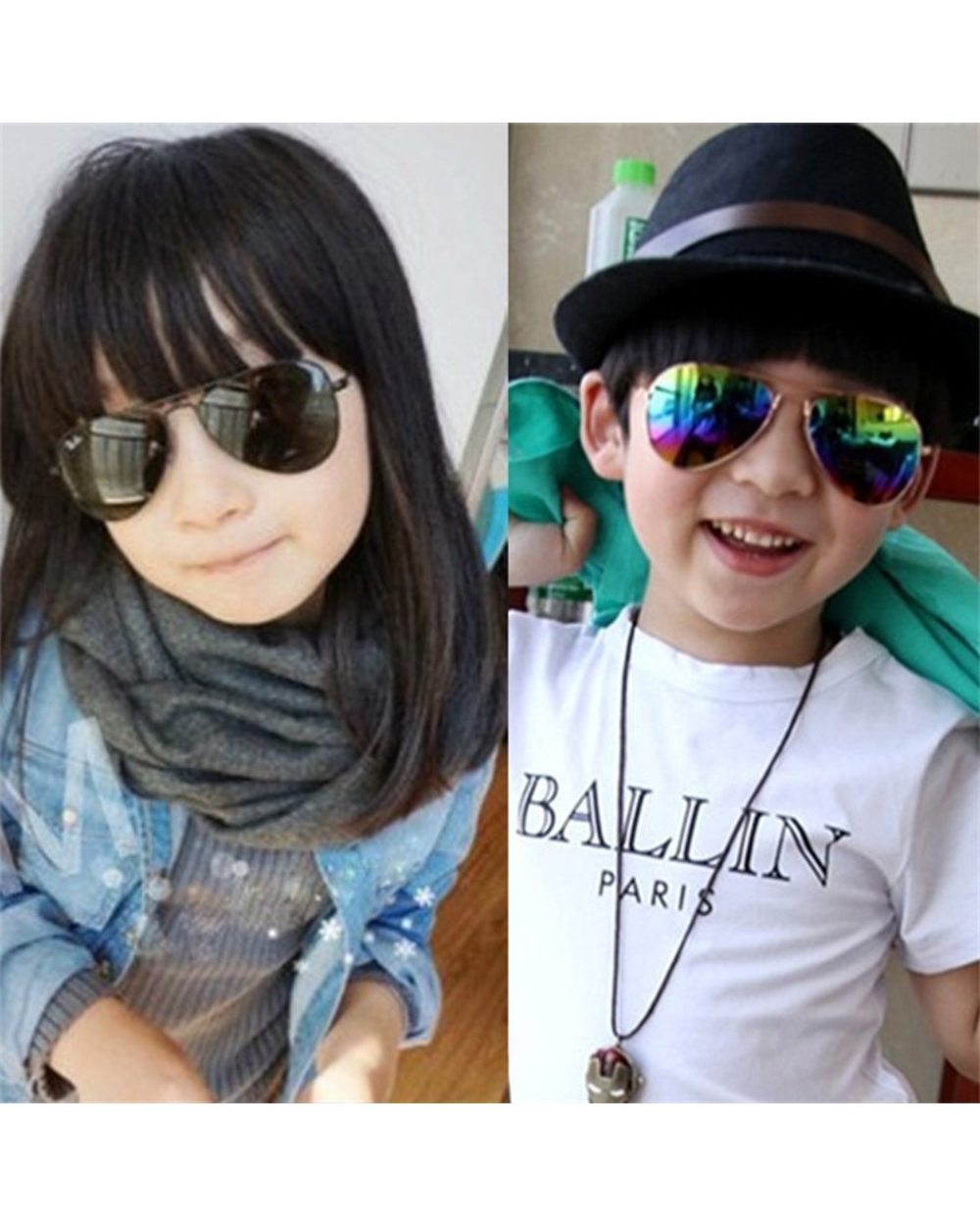 2019 Sunglasses New Fashion Baby Kids Boy Girl Pilot Sunglasses Metal Frame Goggles Glasses For Kids Children front-4