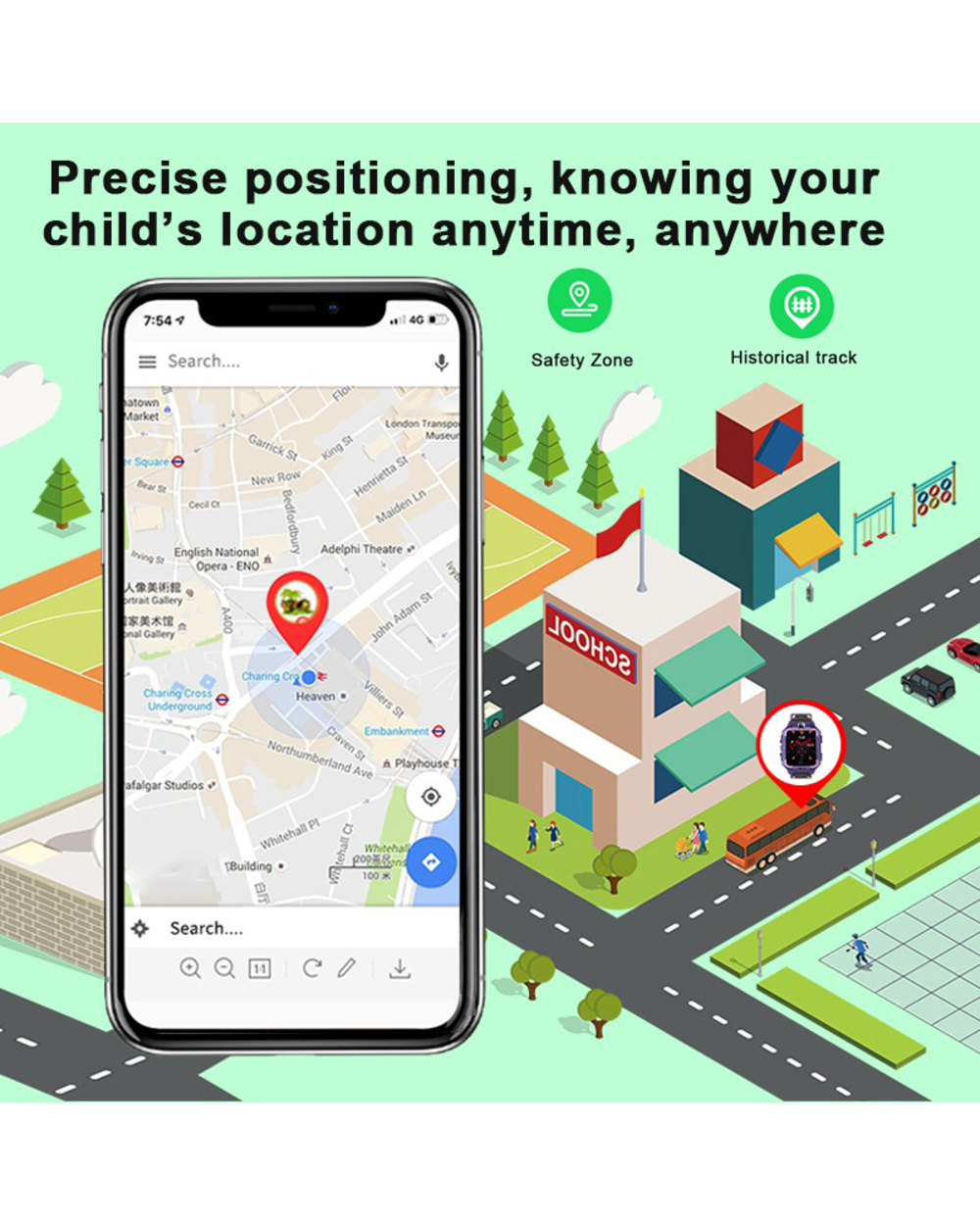 Kids Smart Watch Sim Card SOS Call Phone Smartwatch Photo Waterproof Camera Location Tracker Gift For Boys and Girl front-4