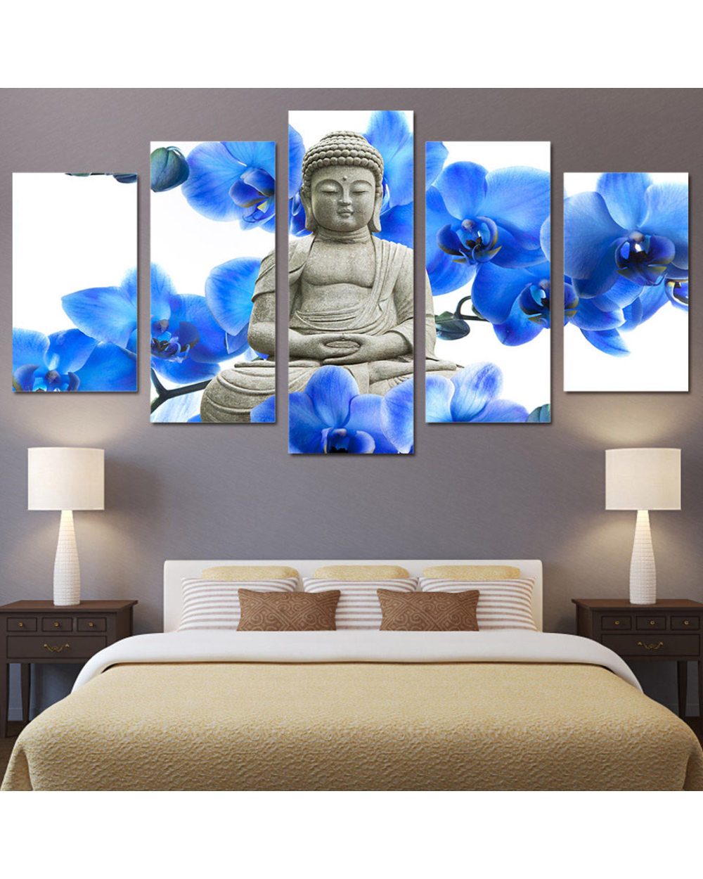 Abstract Buddha Statue Painting Modular Buddha 5 Panel Canvas Art Wall Decor front-3