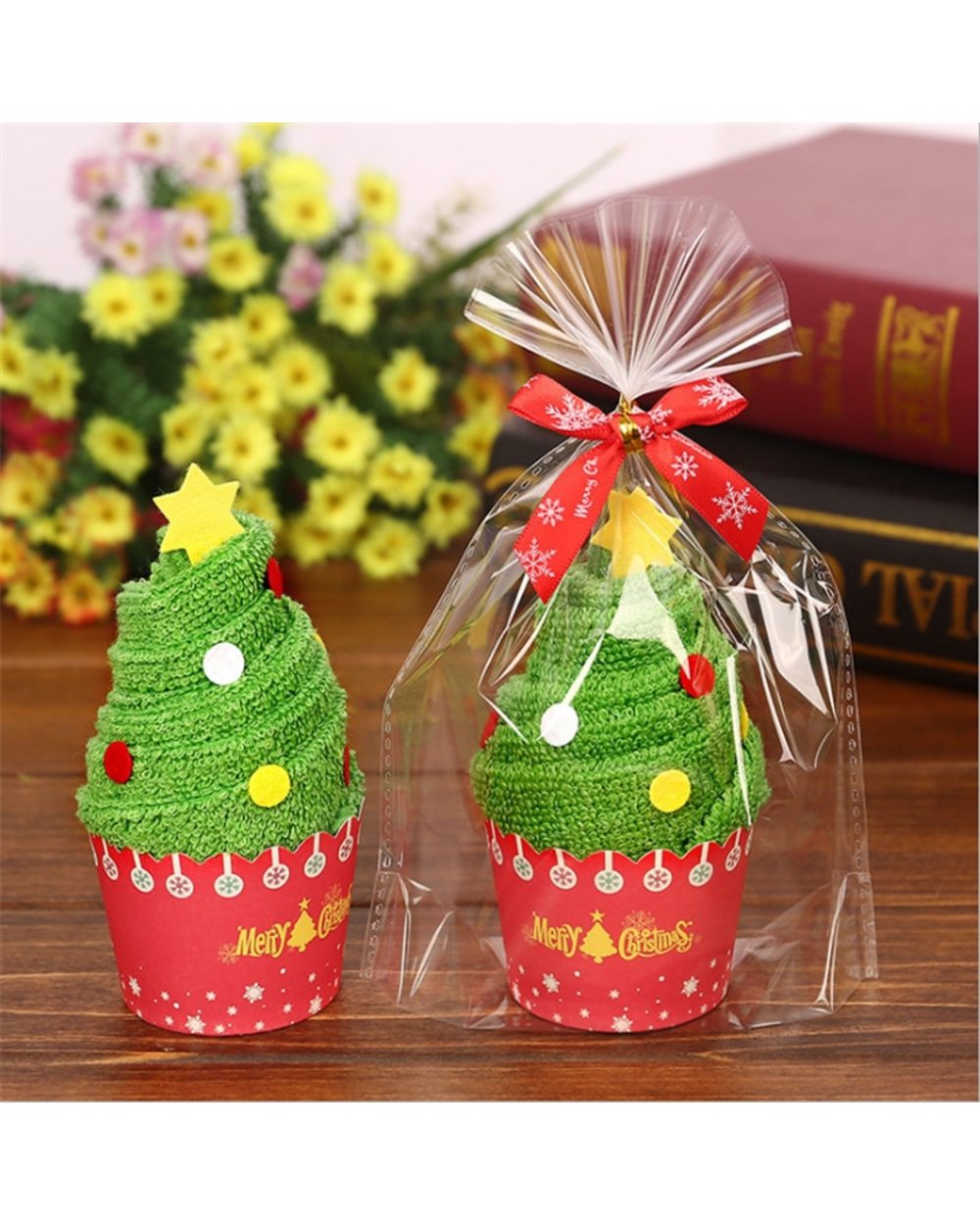 Christmas Gift Cupcake Cotton Towel Natal New Year Christmas Towel Dinner Decor Christmas Decorations for Home front-3