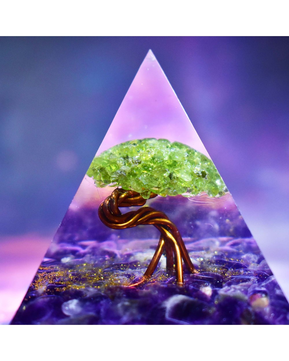 Tree Of Life Orgone Pyramid Amethyst Peridot Healing Crystal Energy Orgonite Pyramide Emf Protection Meditation Tool front-0