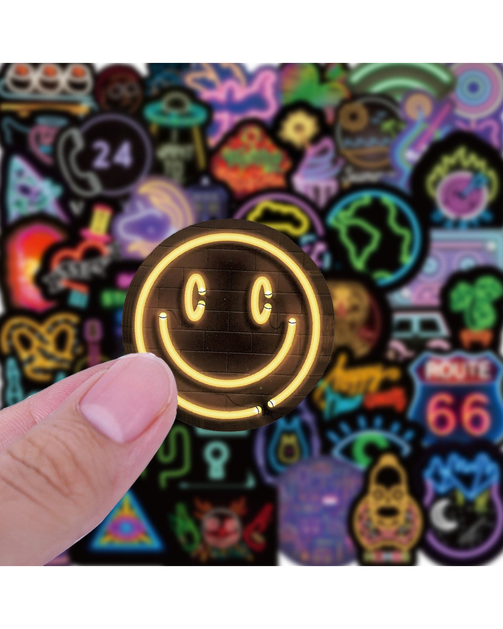 10/30/50PCS Cool Neon Light Graffiti Stickers DIY Motorcycle Travel Luggage Phone Guitar Fridge Laptop Fun Kids Sticker front-4