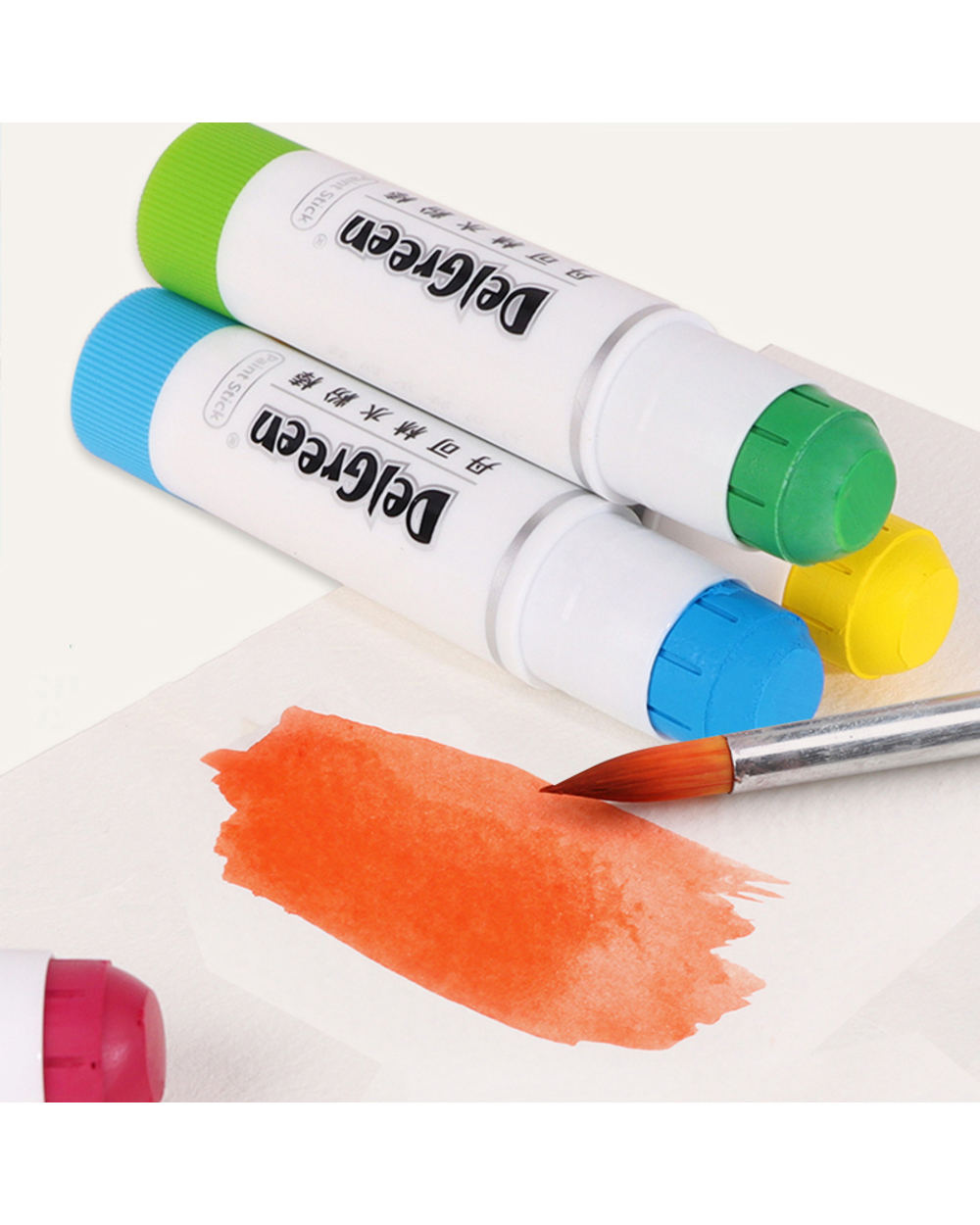 Delgreen Artist Grade Soft Solid Gouache Paint Sticks/Pastels/Crayons Basic/Macaron 12/18 Colors Drawing Safe Non-Toxic front-4
