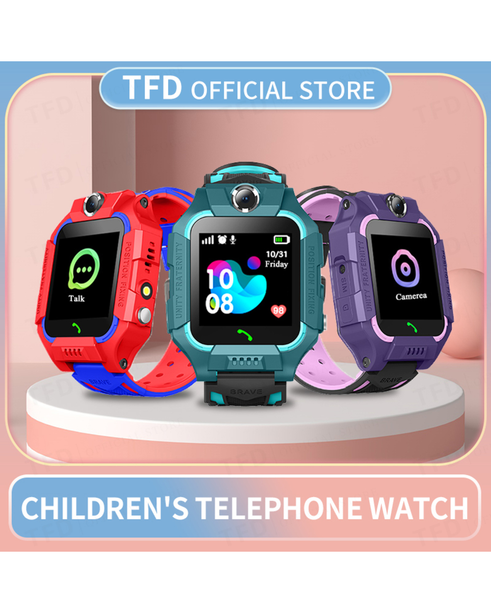 Kids Smart Watch Sim Card SOS Call Phone Smartwatch Photo Waterproof Camera Location Tracker Gift For Boys and Girl front-0