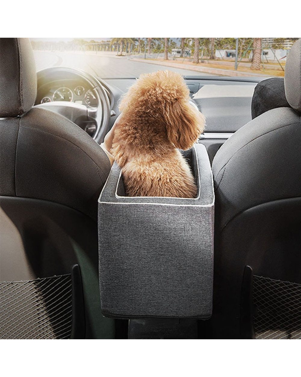 Portable Pet Dog Car Seat Central Control Nonslip Dog Carriers Safe Car Armrest Box Kennel Bed For Small Dog Cat Travel front-1