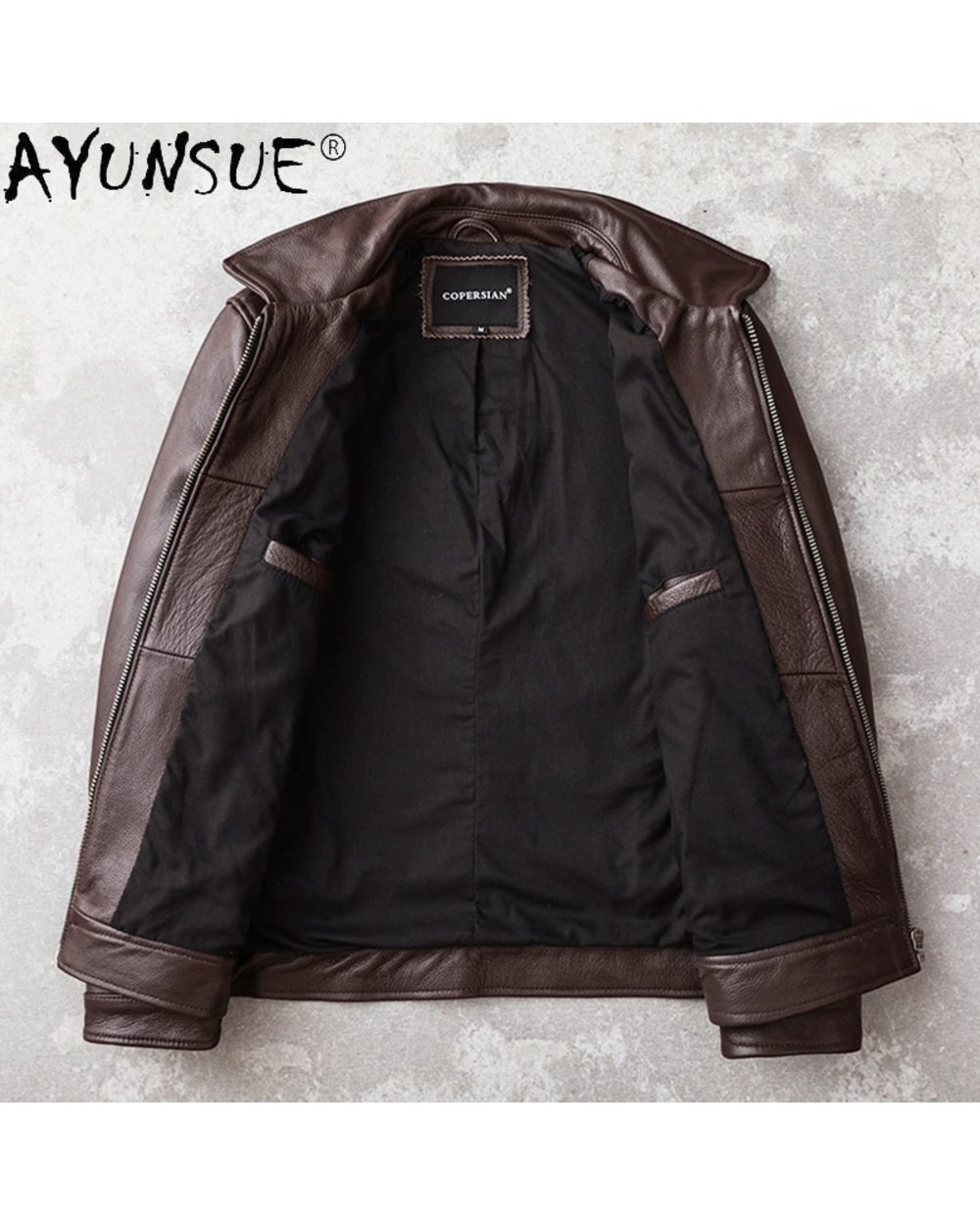 Men's Genuine Cowhide Leather Jacket 5XL Short Casual Autumn Coat Mens Ropa De Hombre front-2