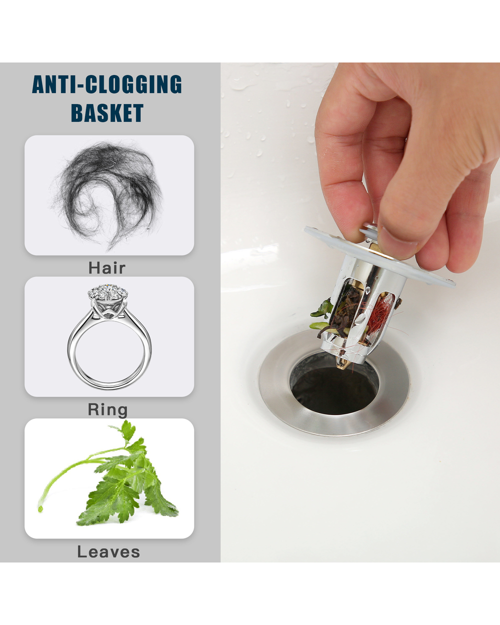 Push-type Basin Hair Stopper Drain Filter front-0