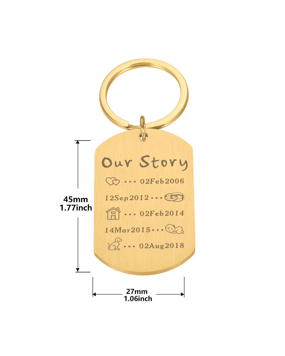 Personalized Our Story Keychain Custom Important Event Year Keyrings Fashion Trendy Gift front-1