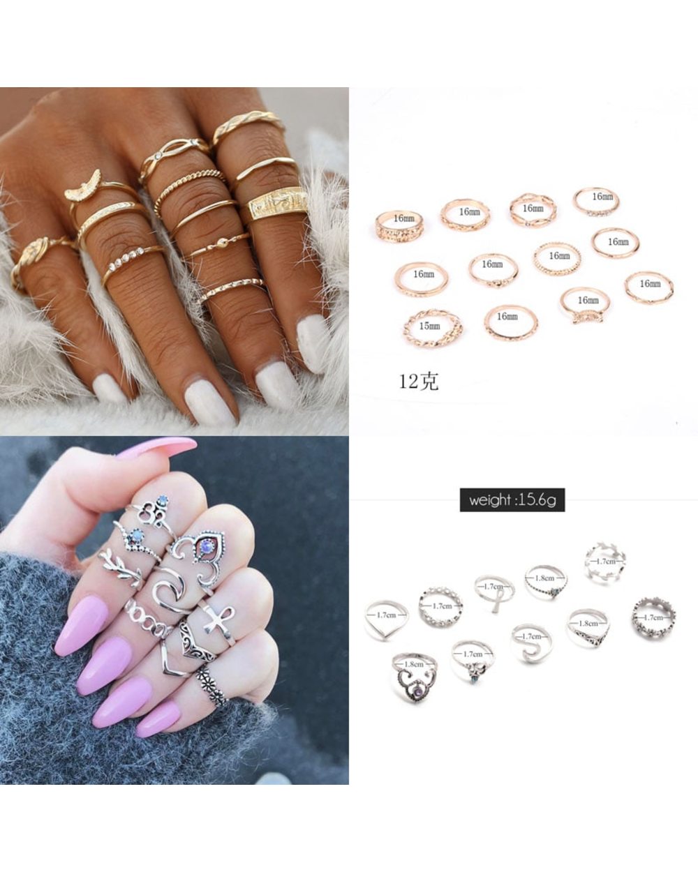 30 Styles Trendy Boho Midi Knuckle Ring Set For Women Crystal Geometric Finger Rings Fashion Bohemian Jewelry front-2