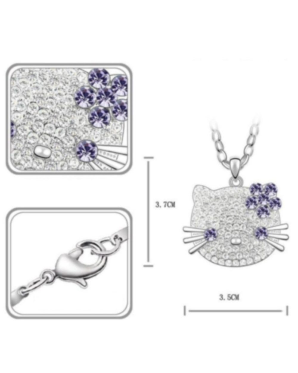 Mainecoon cat Necklace Pink Crystal Cute Porcelain Pendants s Fashion Jewelry for Women Gift front-2
