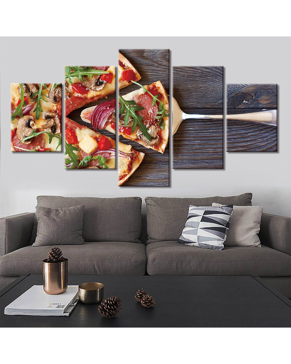 Pizza Food Slices Picture Food 5 Panel Canvas Art Wall Decor front-1