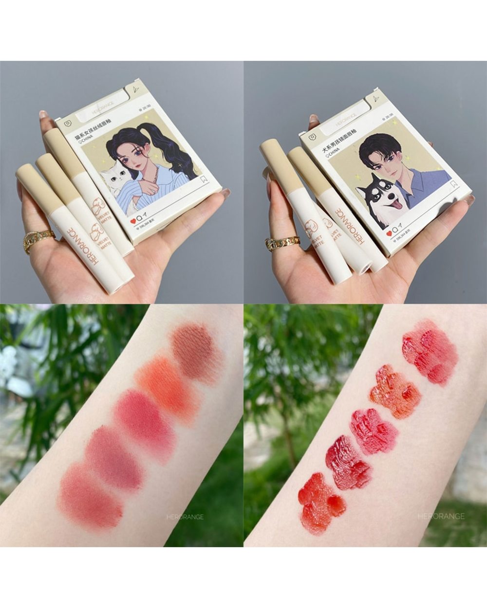 5Pcs Cigarette Lip Gloss Set Matte Red Tint For Lips Makeup Long Lasting Water Mirror Lip Glaze Waterproof Lipstick Kit front-2