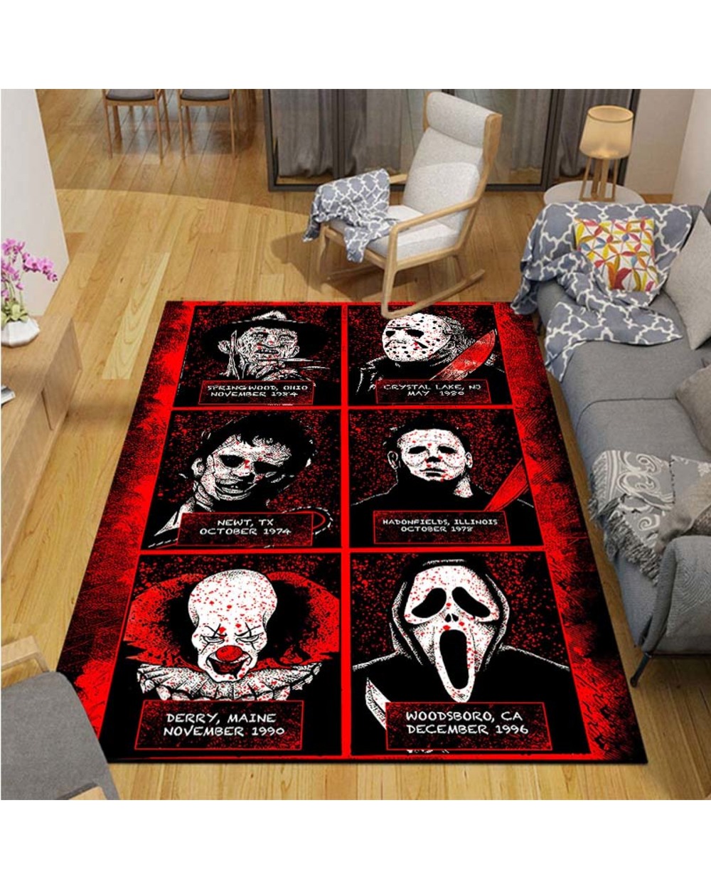 Halloween Horror Movies Character Huanted House Area Rug Livingroom Decor Floor Mat Carpet Rugs for Living Room front-1