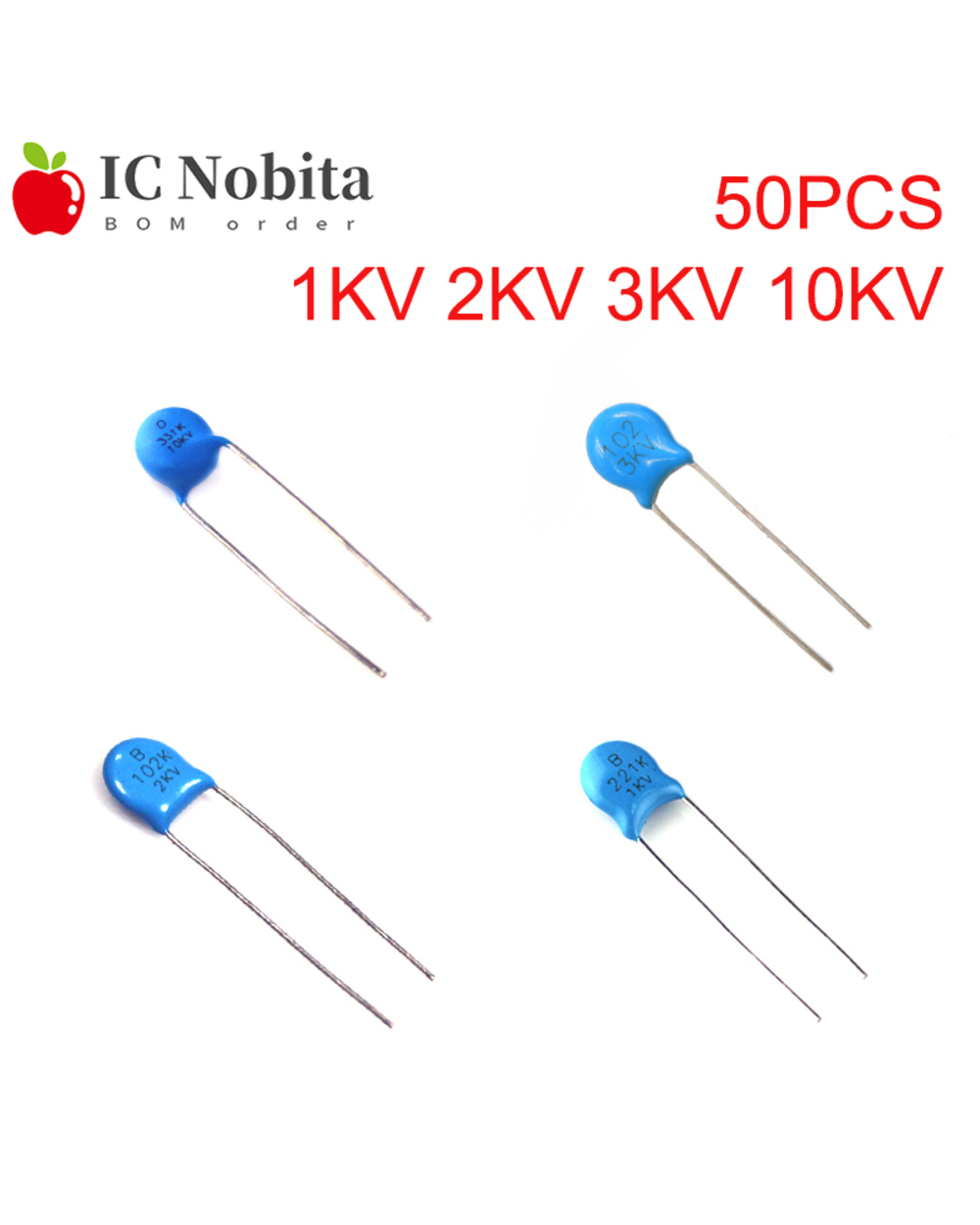 50Pcs 1Kv 2Kv 3Kv 10Kv Ceramic Capacitor 1000V 2000V 3000V 1Nf 10Nf 12Pf 15Pf 22Pf 27Pf 33Pf 47Pf 56Pf 68Pf 82Pf High V front-0