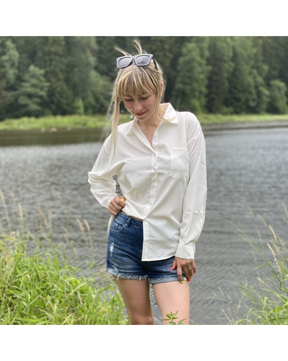 Korean Women's Shirt Casual Vintage Shirt Loose White Oversized Shirts Fashion Lolita Tops front-4