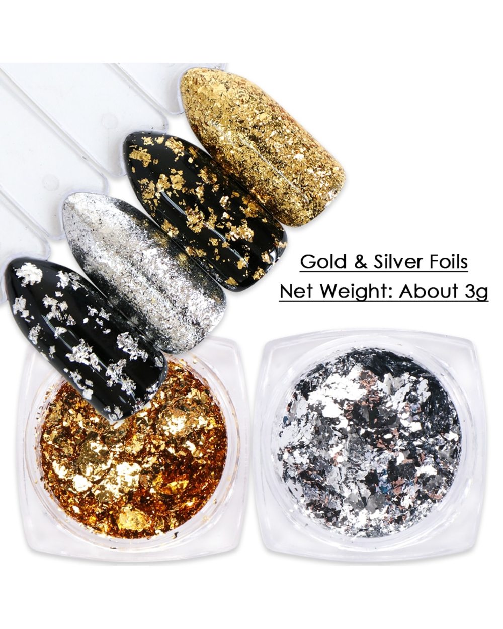 1 Box Gold Glitter Flakes Irregular Aluminum Foil Sequins For Nails front-2
