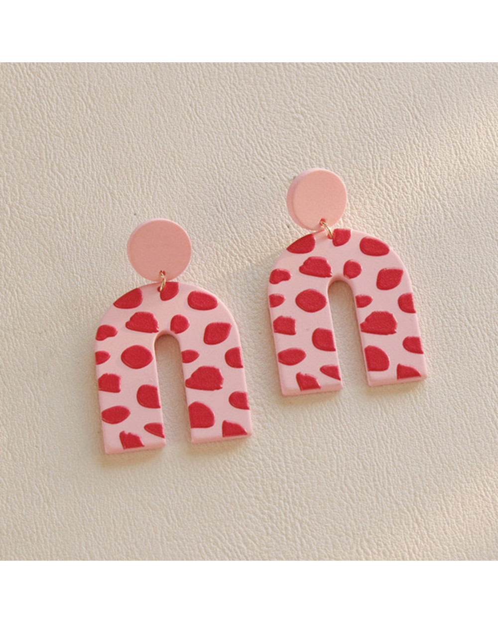 Korea Cute Macaron Pink Acrylic Earrings for Women front-3