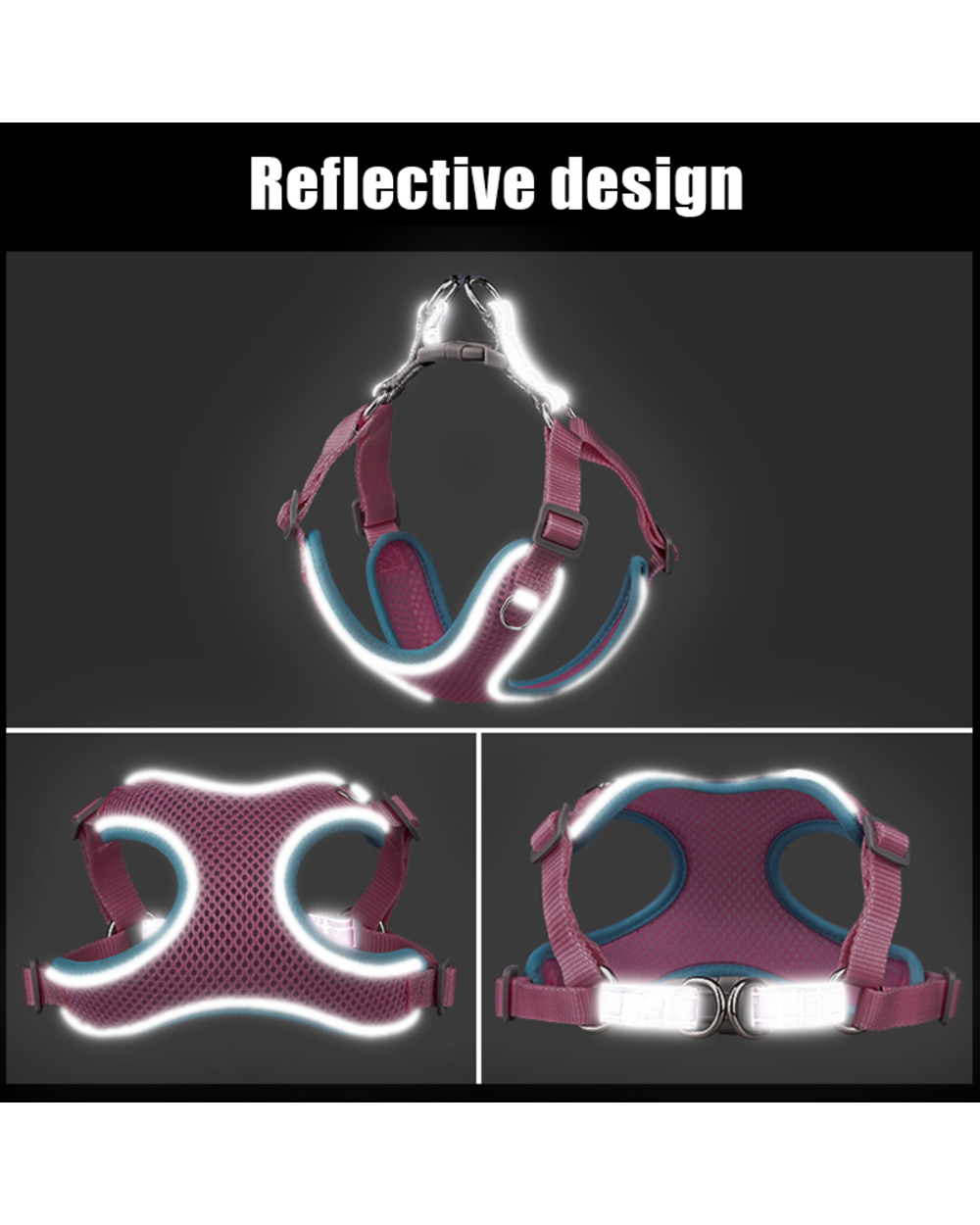 Chihuahua Small Large Dogs Harness Vest Reflective Pet Chest Strap Breathable Adjustable Dog Cat Collars For front-4