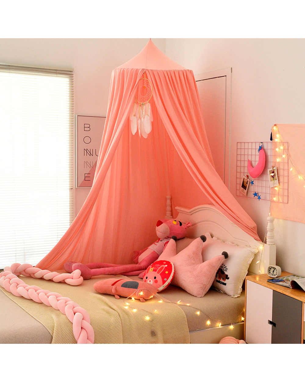 Northern Europe Kids Bedroom Mosquito Net Thick Canopy Crown For Children Room Decor For Baby Boy Girl Nursery Bed Deco front-2