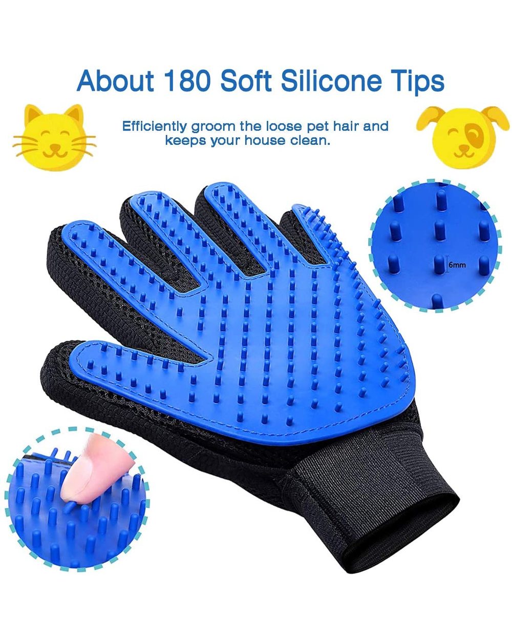 Dog pet grooming gloves silicone cat brush comb shedding hair gloves dog bath cleaning supplies animal comb front-2