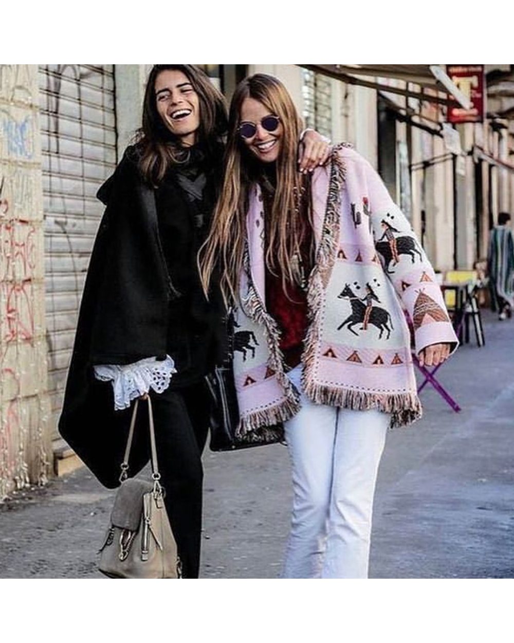 Autumn Winter Sweater Jacket Women Lapel Tassel Jacquard Long Sleeve Cardigan Bohemian Retro Long Sweater Tops VG06 front-1