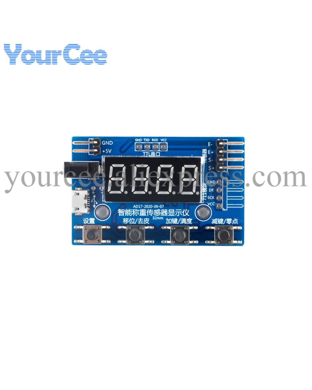 Hx711 Load Cell Ad Weight Pressure Sensor Ad Module With Display 24-Bit Weighing Instrument Electronic Scale front-4