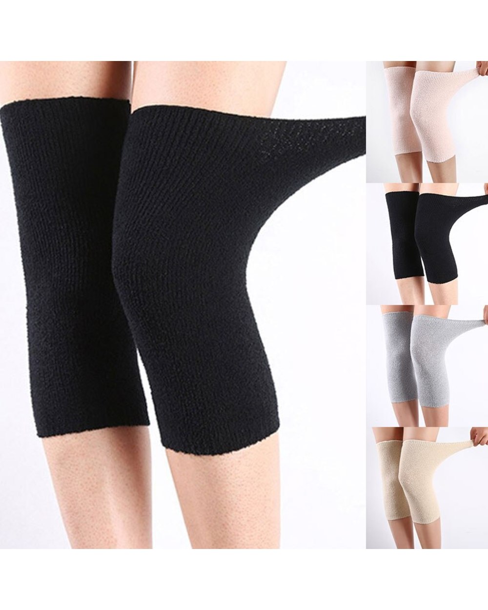 1 Pair Winter Warm Knee Pads Bamboo Charcoal Protective Gear For Women Old Men Kneepad Support For Spring Running Knee front-1