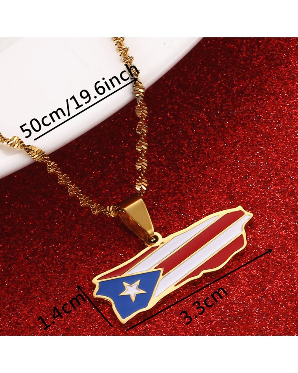 Stainless Steel Fashion Puerto Rico Map front-2